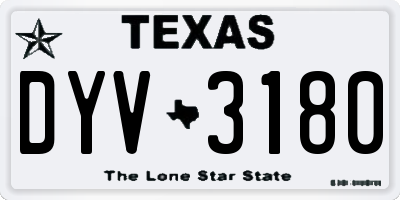 TX license plate DYV3180