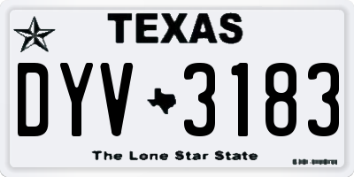 TX license plate DYV3183