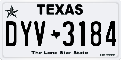 TX license plate DYV3184