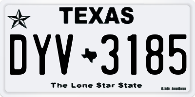 TX license plate DYV3185