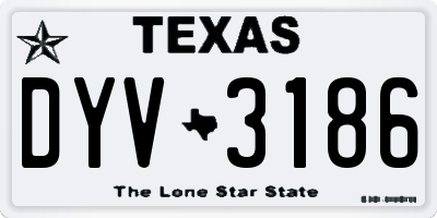 TX license plate DYV3186