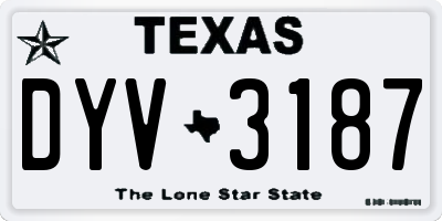TX license plate DYV3187
