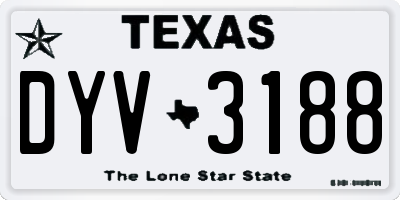 TX license plate DYV3188