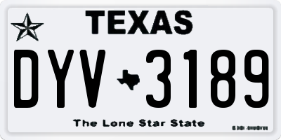 TX license plate DYV3189