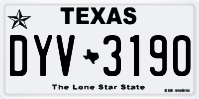 TX license plate DYV3190