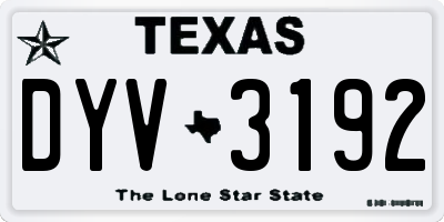 TX license plate DYV3192