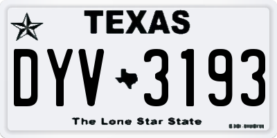 TX license plate DYV3193