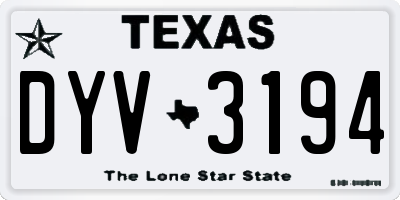 TX license plate DYV3194