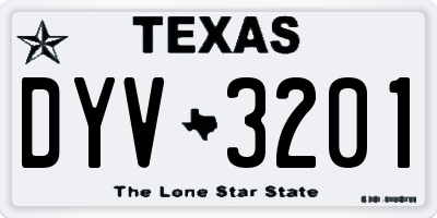 TX license plate DYV3201