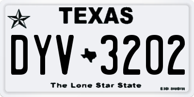 TX license plate DYV3202