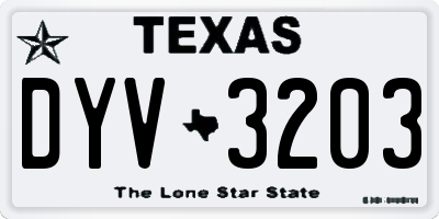 TX license plate DYV3203