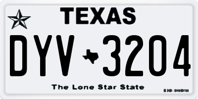 TX license plate DYV3204