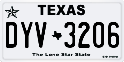 TX license plate DYV3206