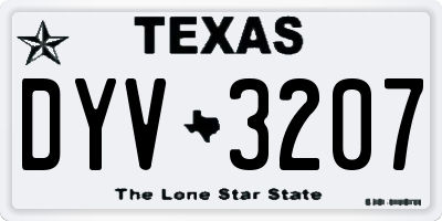 TX license plate DYV3207