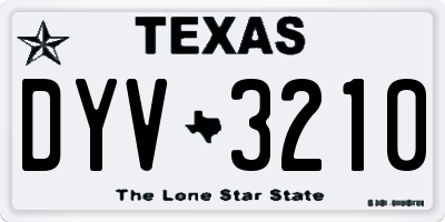 TX license plate DYV3210