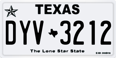TX license plate DYV3212