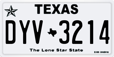 TX license plate DYV3214