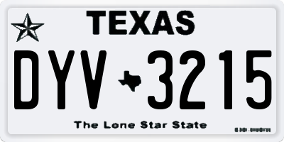 TX license plate DYV3215