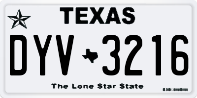 TX license plate DYV3216