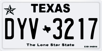 TX license plate DYV3217