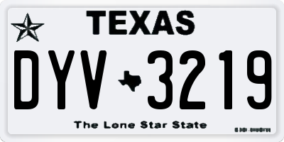 TX license plate DYV3219
