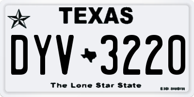 TX license plate DYV3220