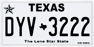 TX license plate DYV3222