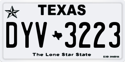 TX license plate DYV3223