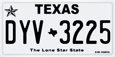 TX license plate DYV3225