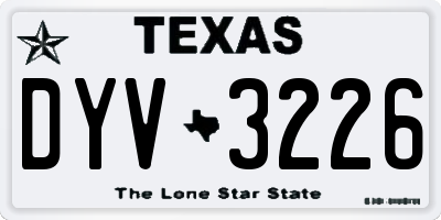 TX license plate DYV3226