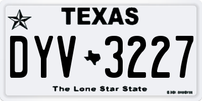 TX license plate DYV3227