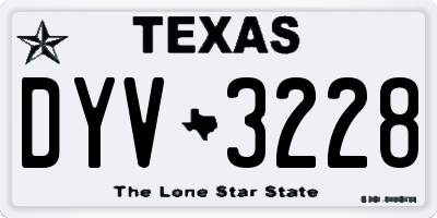 TX license plate DYV3228