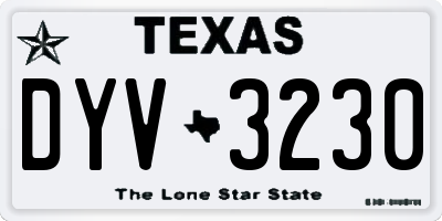 TX license plate DYV3230