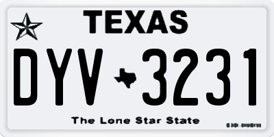 TX license plate DYV3231