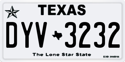 TX license plate DYV3232