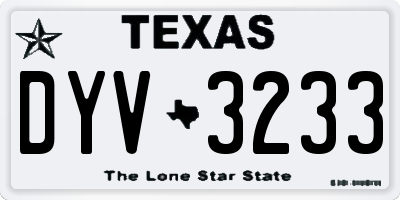 TX license plate DYV3233