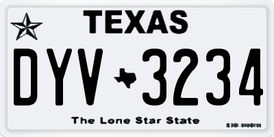 TX license plate DYV3234