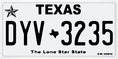 TX license plate DYV3235