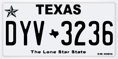 TX license plate DYV3236