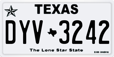 TX license plate DYV3242