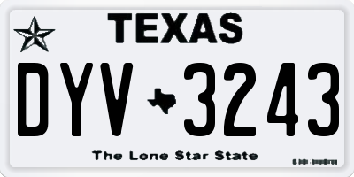 TX license plate DYV3243