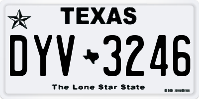 TX license plate DYV3246