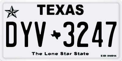 TX license plate DYV3247