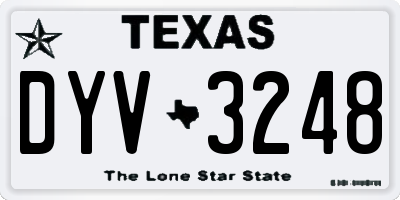 TX license plate DYV3248