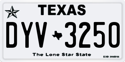 TX license plate DYV3250