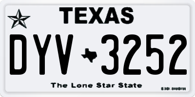 TX license plate DYV3252