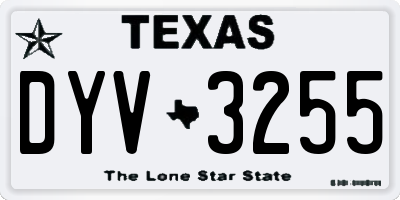 TX license plate DYV3255