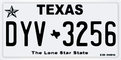 TX license plate DYV3256