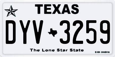 TX license plate DYV3259