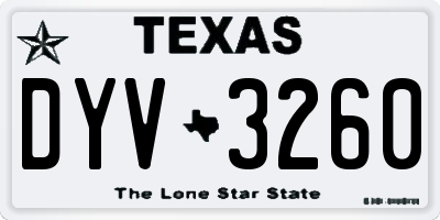 TX license plate DYV3260